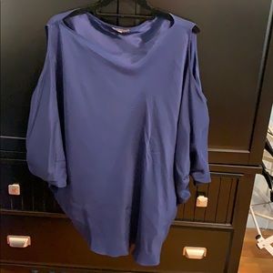 Cold shoulder navy blouse